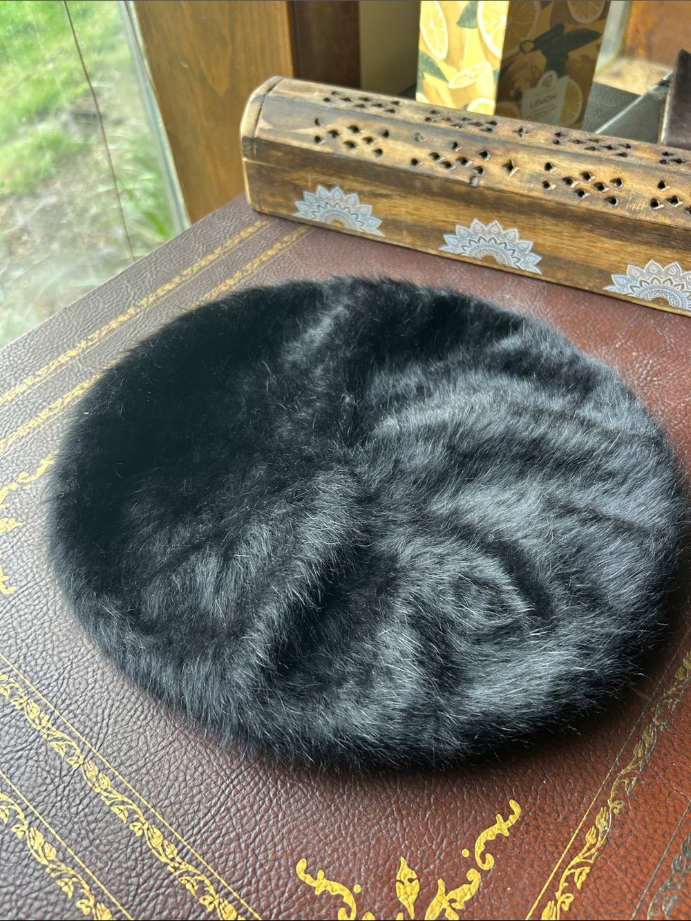 Black Angora Beret